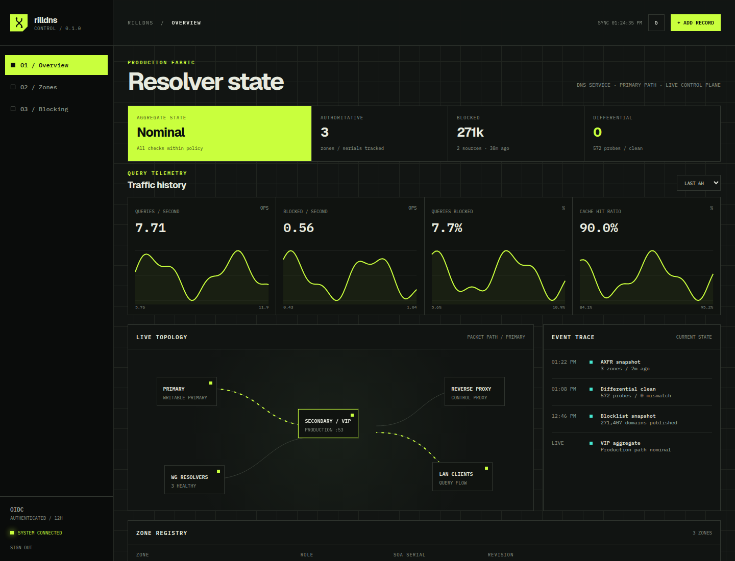 RillDNS overview dashboard